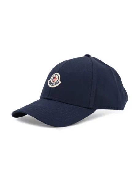 Czapka z daszkiem Moncler z twillu z logo niebieska