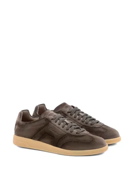 Sneakerși Santoni din piele de căprioară maro