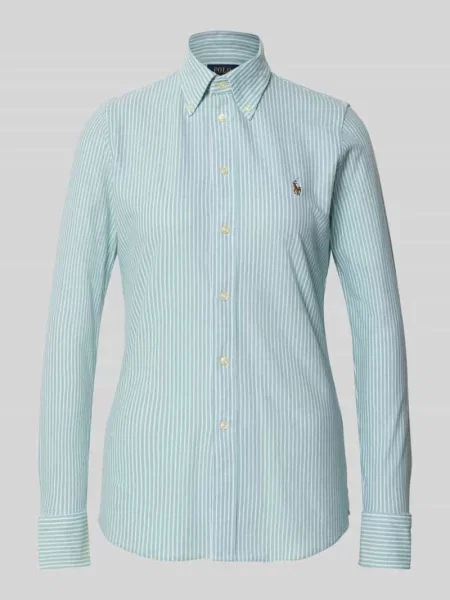 Bluzka o kroju slim fit z kołnierzykiem typu button down Polo Ralph Lauren zielona