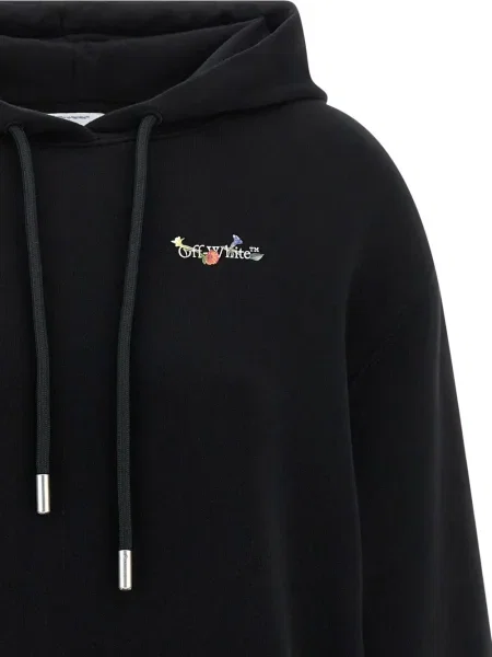 Hanorac cu glugă Off-white cu model floral alb