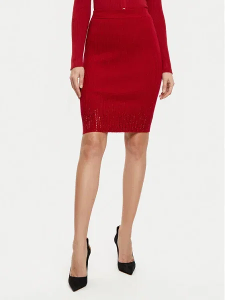 Guess Fustă tip creion roșu