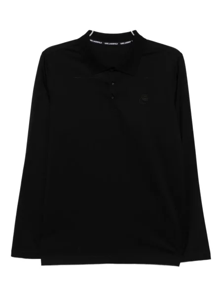 Polo Karl Lagerfeld cu broderie negru