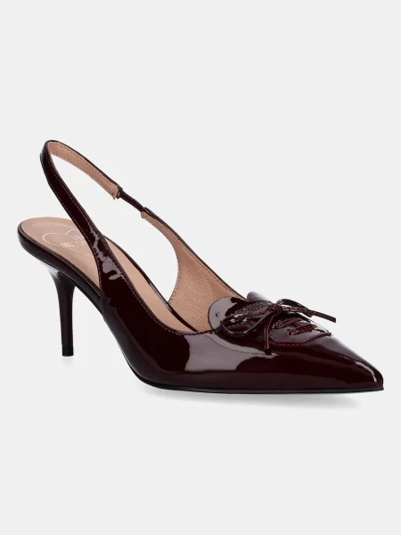 Кожени обувки с тънък Love Moschino бордо