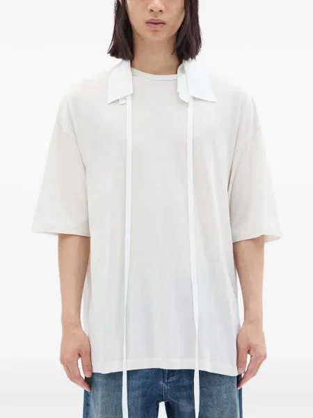 Tricou Ann Demeulemeester din jerseu alb