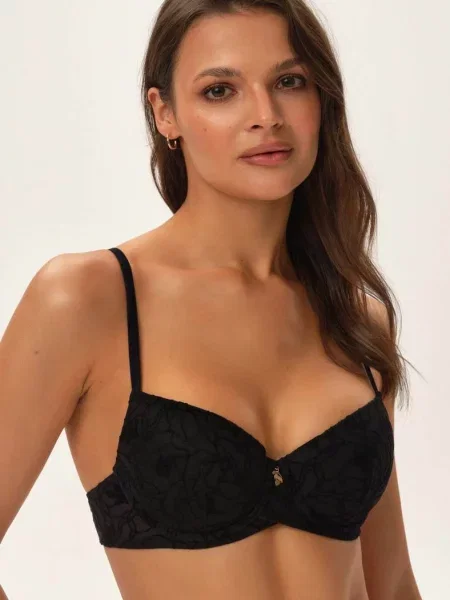 Велюровый бюстгальтер push-up чорний