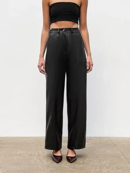 Штани класичні Romashka Форс штучна шкіра чорний