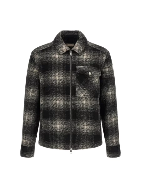 Kurtka koszulowa Moncler wełniana w kratę