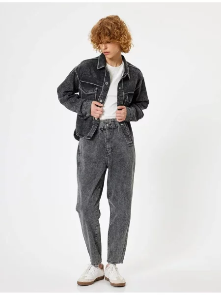 Talia proste jeansy Koton z wysoką talią szare