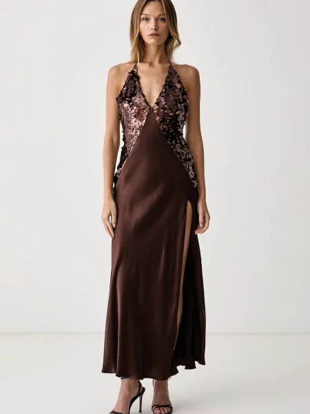 Bardot rochie maro