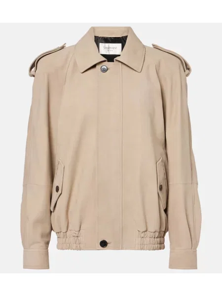 Kurtka skórzana Saint Laurent szara