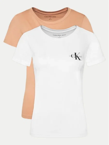 Тениска Calvin Klein Jeans 2 броя оранжево бяло