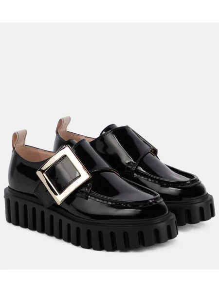 Pantofi loafer Roger Vivier din piele cu platformă de lac negru