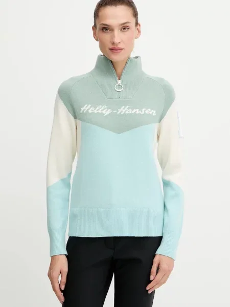 Helly Hansen sweter Apres ciepły z golfem zielony