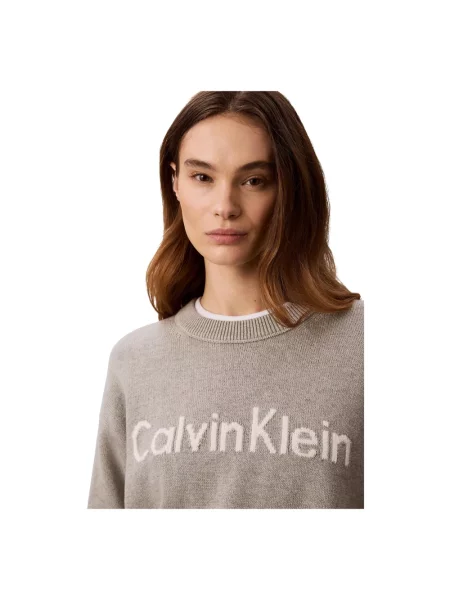Sweter Calvin Klein Jeans z nadrukiem szary