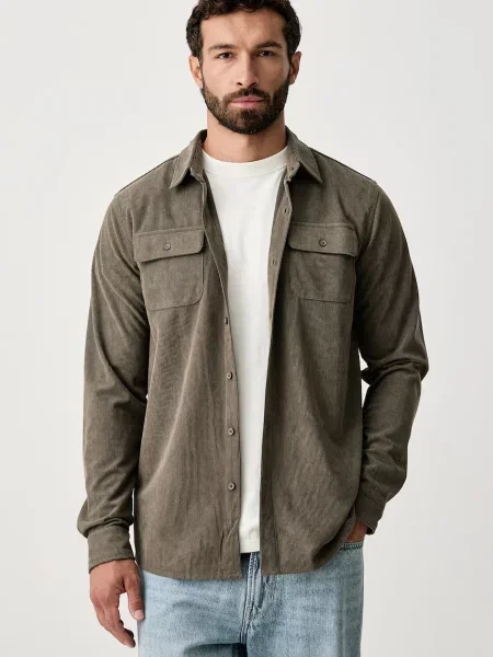 Hurley cămașă pentru bărbați din catifea reiată Staple verde