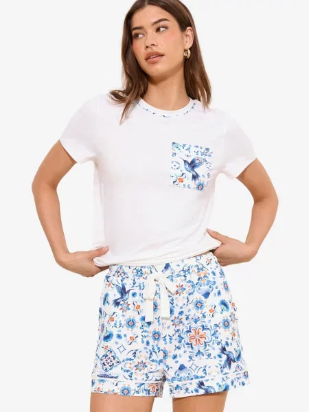 Lipsy Pantaloni scurți albastru regal / cyan / roșu alb