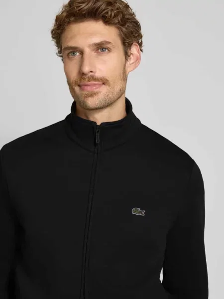 Bluza rozpinana o kroju regular fit z mieszanki bawełny Lacoste czarna