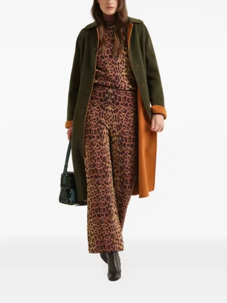 Pantaloni Maliparmi tricotate cu imagine cu model leopard maro