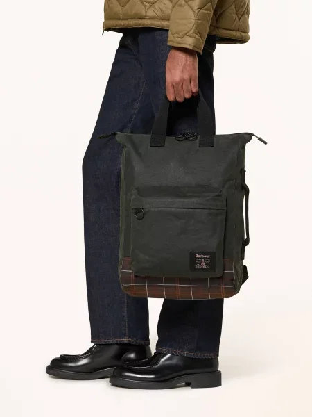 Plecak z naszywką z logo model FIELD WAX' Barbour szary