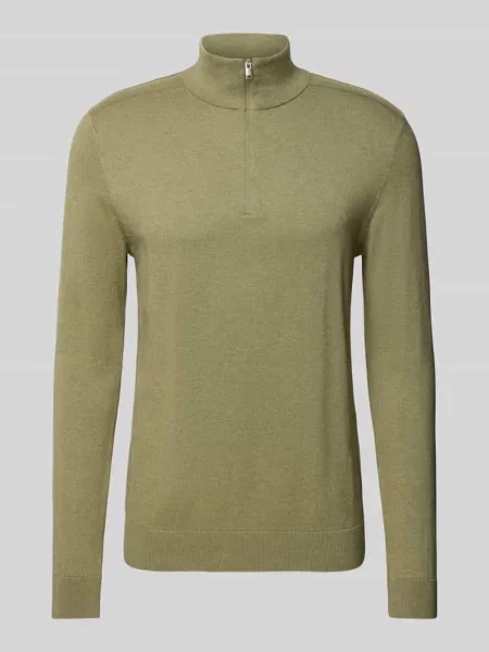 Bluza z kołnierzem o kroju regular fit z czystej bawełny model ‘BERG’ Selected Homme oliwkowa