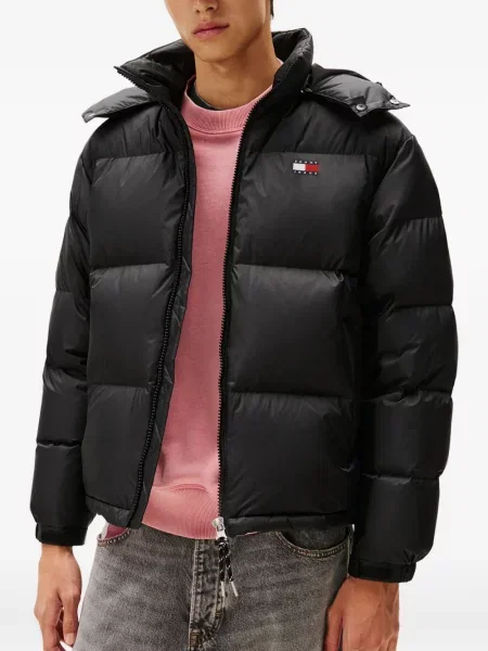 Дънково яке Tommy Jeans с качулка черно