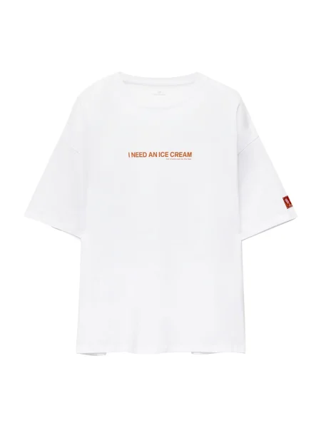 Pull&Bear Tricou PACIFIC maro coniac / roz pal / roz deschis alb