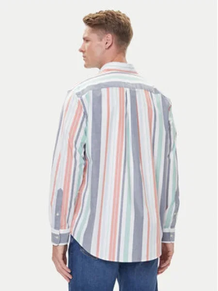 Tommy Hilfiger Košile Oxford Regatta Stripe Relaxed Fit oranžová/ modrá bílá
