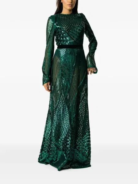 Lung rochie maxi Miau By Clara Rotescu cu paiete verde