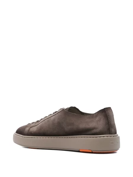 Sneakerși Santoni cu șireturi din dantelă maro