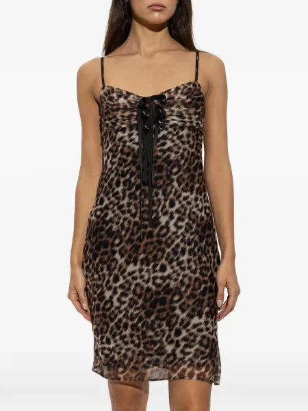 Rochie mini Marc Jacobs cu funde cu model leopard maro