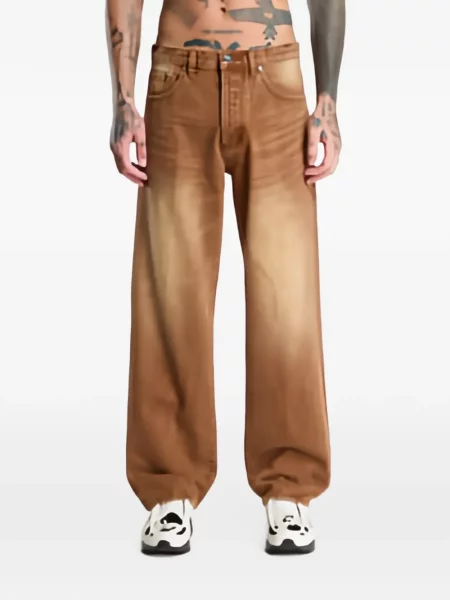 Jeansy straight leg Obey brązowe