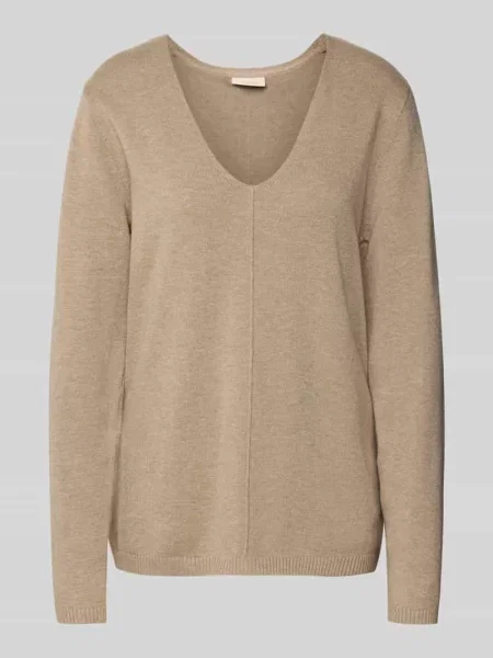 Sweter z dzianiny ze szwem działowym model ‘Claura’ Free/quent