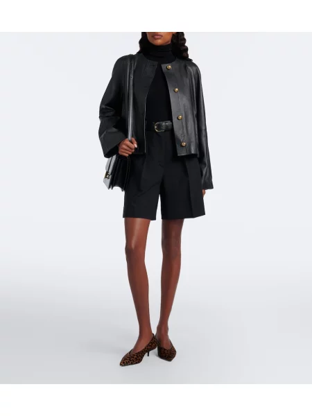 Pantaloni scurți Max Mara din piele negru