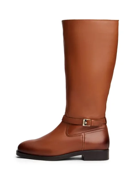 Lung cizme Tommy Hilfiger din piele cu cataramă maro