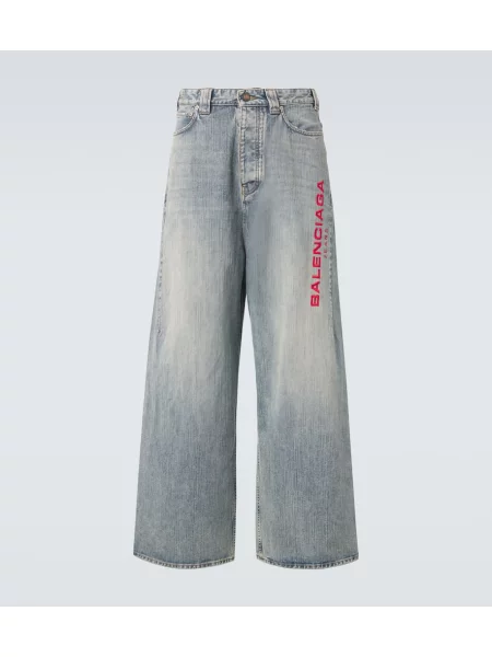 Blugi Balenciaga cu broderie gri