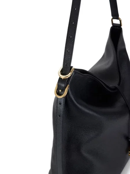 Кожена кожена чанта Elisabetta Franchi черно
