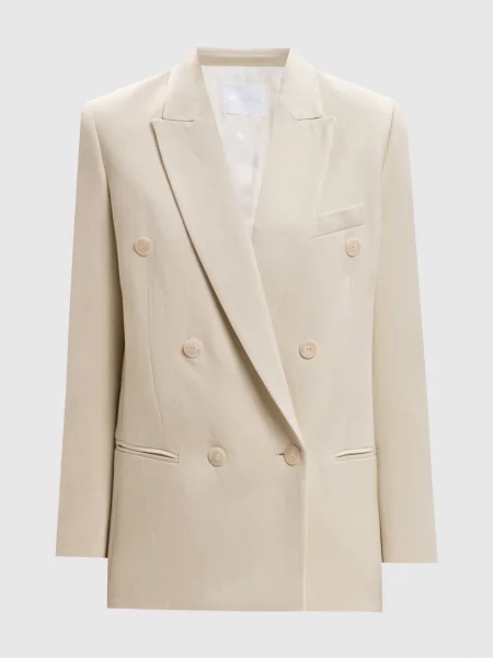 Двобортний жакет кольору айворі з льоном Dondup бежевий