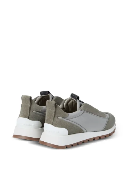 Sneakerși Brunello Cucinelli din piele de căprioară slip-on verde