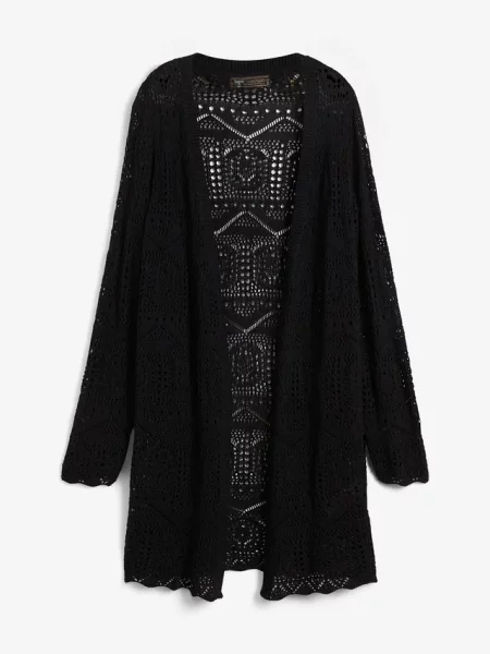 Sweter bez zapięcia ażurowy czarny