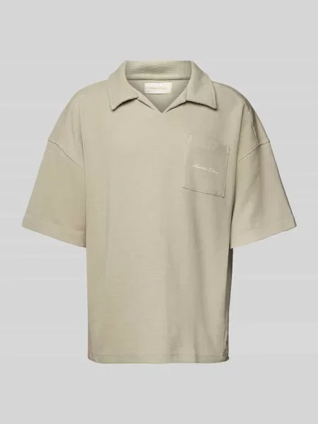 Koszulka polo o kroju oversized z dekoltem w serek Another Cotton Lab białe