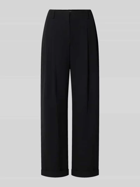 Spodnie materiałowe o kroju relaxed fit z zakładkami w pasie Armani Exchange czarne