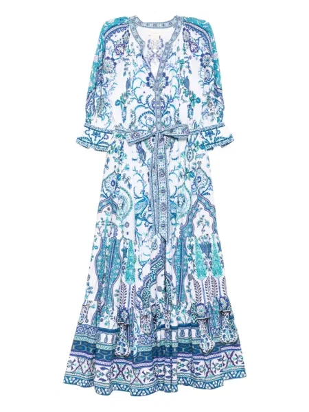 Rochie tip cămașă Camilla de costum alb