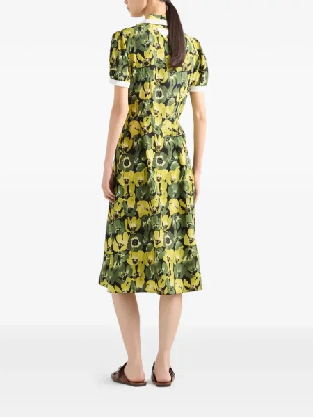 Rochie Prada din crep de costum galben