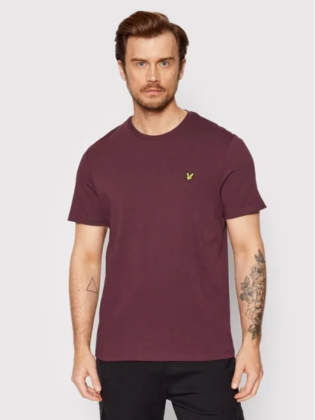Lyle & Scott Tričko Plain burgundská / žltá vínová