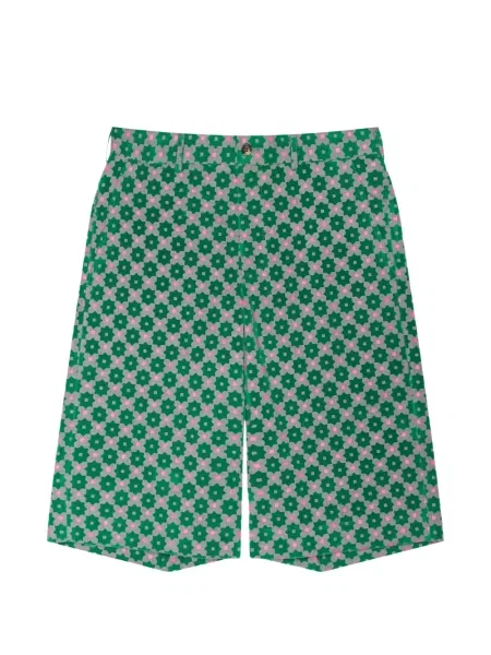 Pantaloni scurți Comme Des Garçons Homme cu model floral cu imagine alergare verde