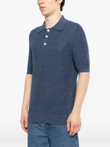 Πλεκτό μικρός polo Brunello Cucinelli μπλε