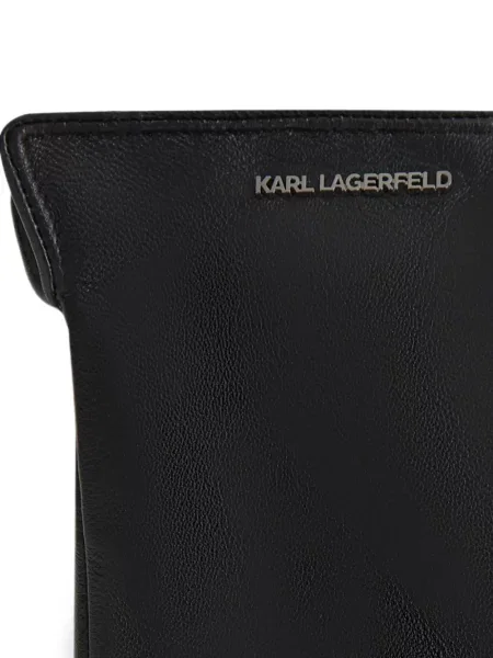 Mănuși Karl Lagerfeld din piele cu autograf negru