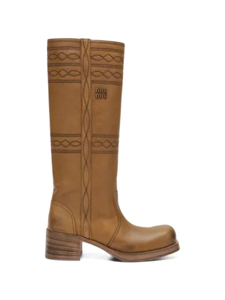Botine Miu Miu din piele maro