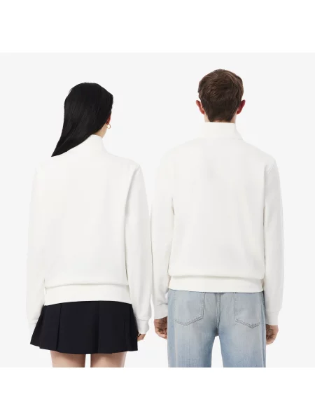 Lacoste Bluza Z Wysokim Kołnierzem Z Tłoczonym Wzorem Zapinana Na biały