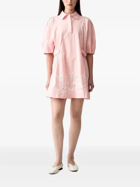 Rochie mini Stine Goya cu broderie roz